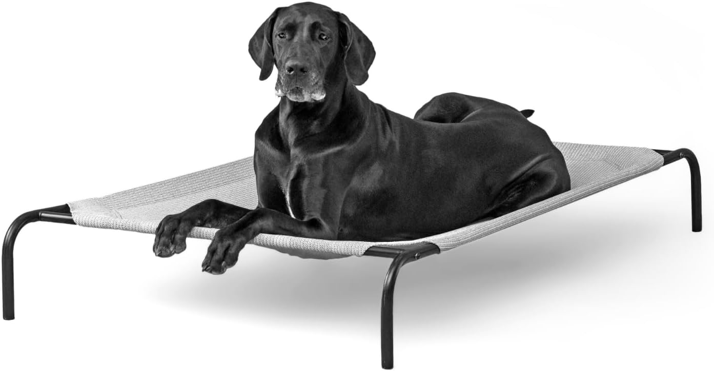 Original Elevated Dog Bed - Breathable Off-The-Ground Pet Bed with Cooling Fabric, Joint Relief & Moisture-Resistant Fabric, 100% Recyclable, Easy Clean, Grey, Medium
