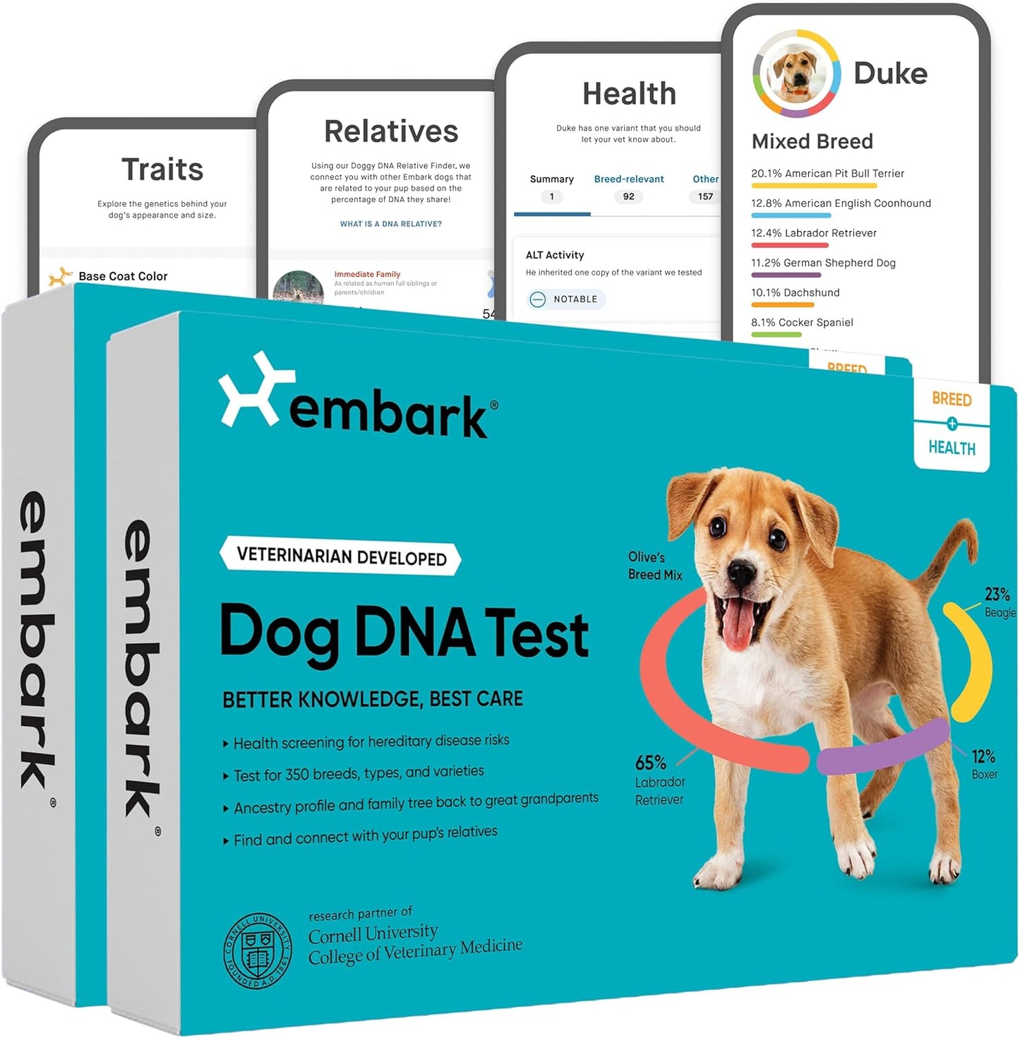 Breed & Health Kit - Dog DNA Testing Kit - Discover Breed, Ancestry, Relative Finder, Genetic Health, Traits, Allergy Risk Scores