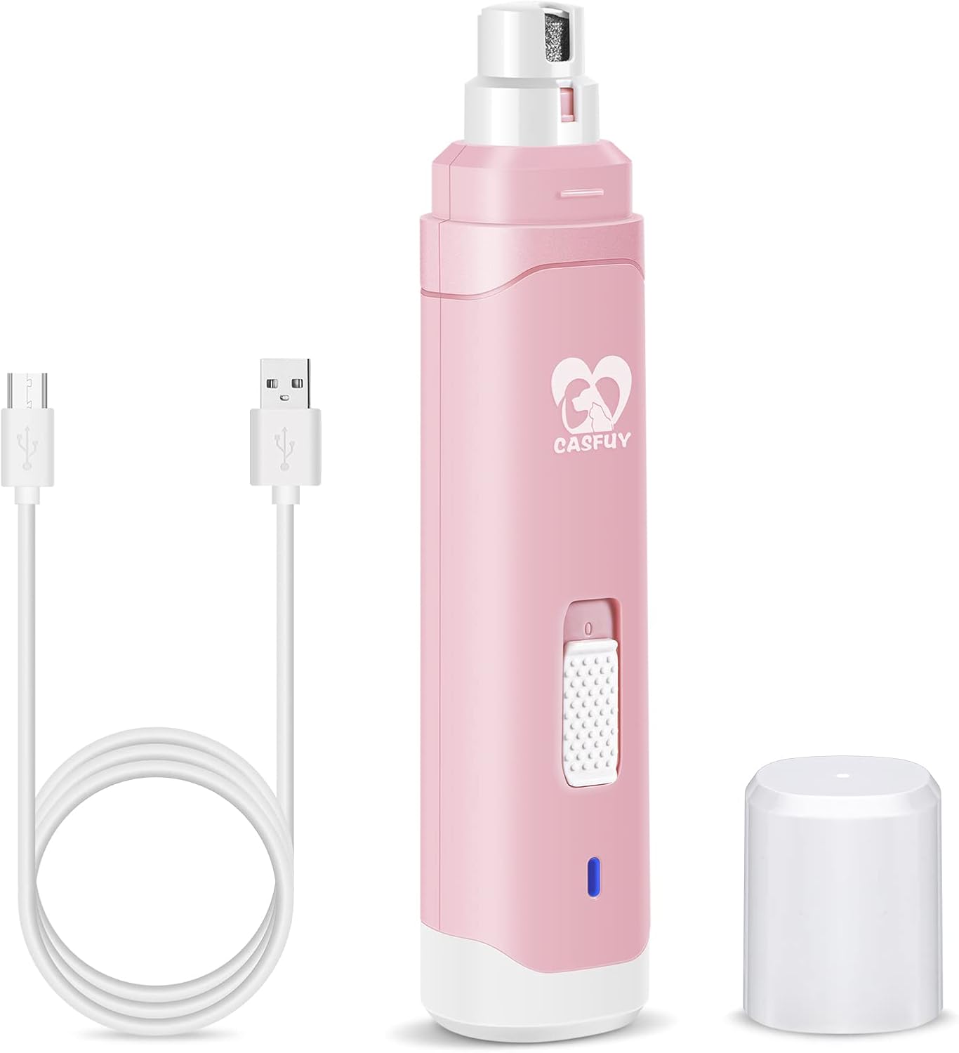 Dog Nail Grinder Upgraded - Professional 2-Speed Electric Rechargeable Pet Nail Trimmer Painless Paws Grooming & Smoothing for Small Medium Large Dogs & Cats (White)