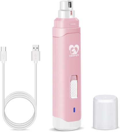 Dog Nail Grinder Upgraded - Professional 2-Speed Electric Rechargeable Pet Nail Trimmer Painless Paws Grooming & Smoothing for Small Medium Large Dogs & Cats (White)