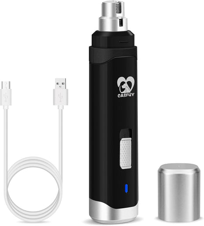 Dog Nail Grinder Upgraded - Professional 2-Speed Electric Rechargeable Pet Nail Trimmer Painless Paws Grooming & Smoothing for Small Medium Large Dogs & Cats (White)