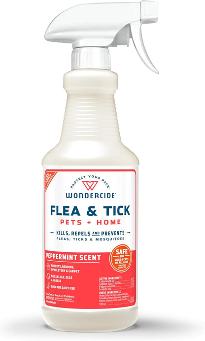- Flea, Tick & Mosquito Spray for Dogs, Cats, and Home - Flea and Tick Killer, Control, Prevention, Treatment - with Natural Essential Oils - Pet and Family Safe - Lemongrass 32 Oz