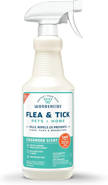 - Flea, Tick & Mosquito Spray for Dogs, Cats, and Home - Flea and Tick Killer, Control, Prevention, Treatment - with Natural Essential Oils - Pet and Family Safe - Lemongrass 32 Oz