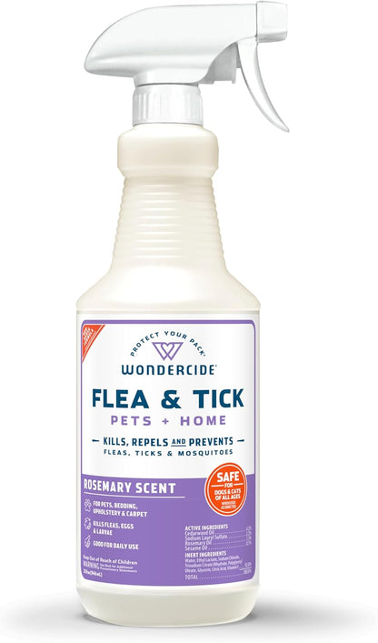- Flea, Tick & Mosquito Spray for Dogs, Cats, and Home - Flea and Tick Killer, Control, Prevention, Treatment - with Natural Essential Oils - Pet and Family Safe - Lemongrass 32 Oz