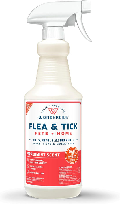 - Flea, Tick & Mosquito Spray for Dogs, Cats, and Home - Flea and Tick Killer, Control, Prevention, Treatment - with Natural Essential Oils - Pet and Family Safe - Lemongrass 32 Oz