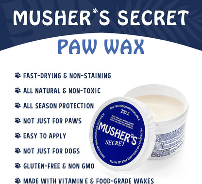 Dog Paw Wax 200 G (7Oz) - Moisturizing Dog Paw Balm That Creates an Invisible Barrier That Protects and Heals Dry Cracked Paws - All-Natural with Vitamin E and Food-Grade Ingredients