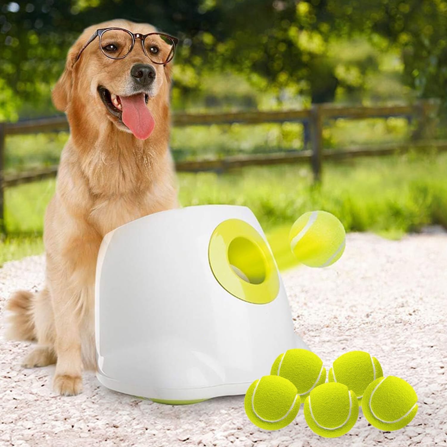 Automatic Dog Ball Launcher for Medium to Large Dogs, Interactive Tennis Ball Thrower, Rechargeable Dog Toy Mental Stimulation Training Game for Energetic Dogs
