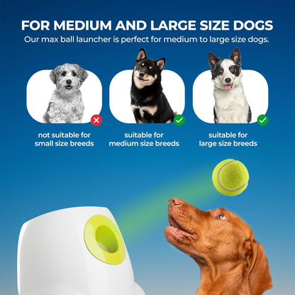 Automatic Dog Ball Launcher for Medium to Large Dogs, Interactive Tennis Ball Thrower, Rechargeable Dog Toy Mental Stimulation Training Game for Energetic Dogs