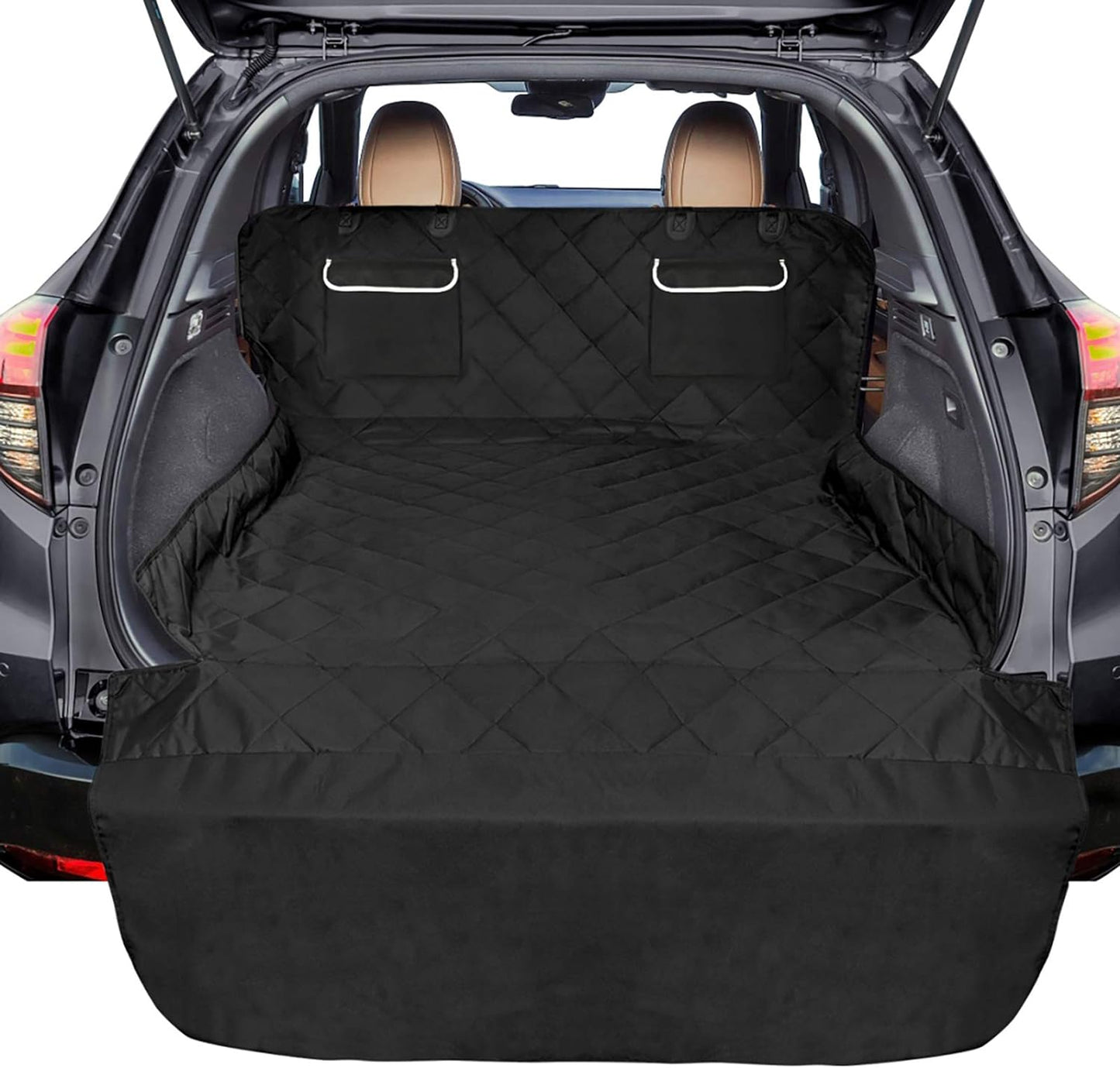 SUV Cargo Liner for Dogs, Water Resistant Pet Cover Dog Seat Mat Suvs Sedans Vans with Bumper Flap Protector, Non-Slip, Large Size Universal Fit, Black