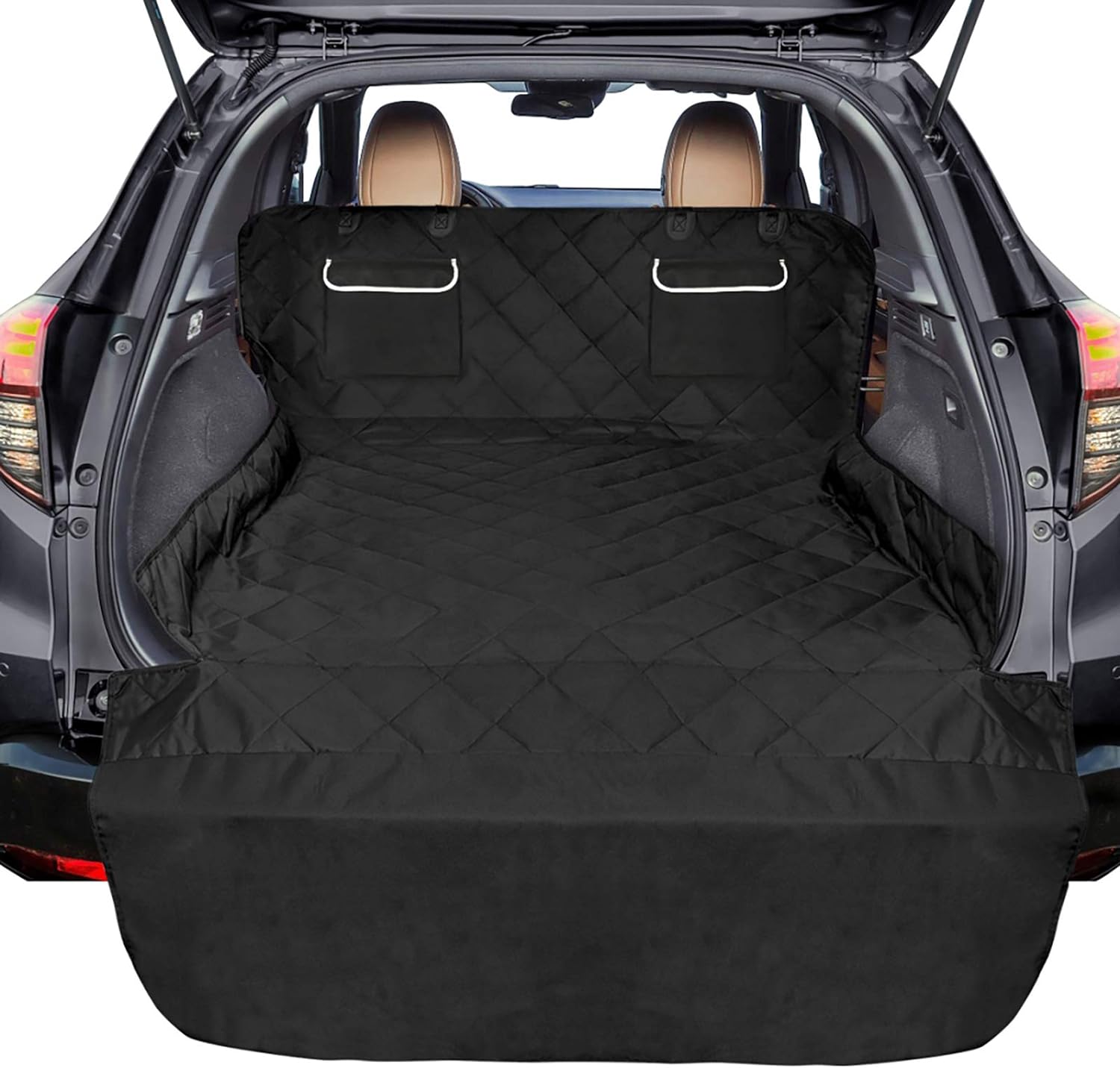SUV Cargo Liner for Dogs, Water Resistant Pet Cover Dog Seat Mat Suvs Sedans Vans with Bumper Flap Protector, Non-Slip, Large Size Universal Fit, Black