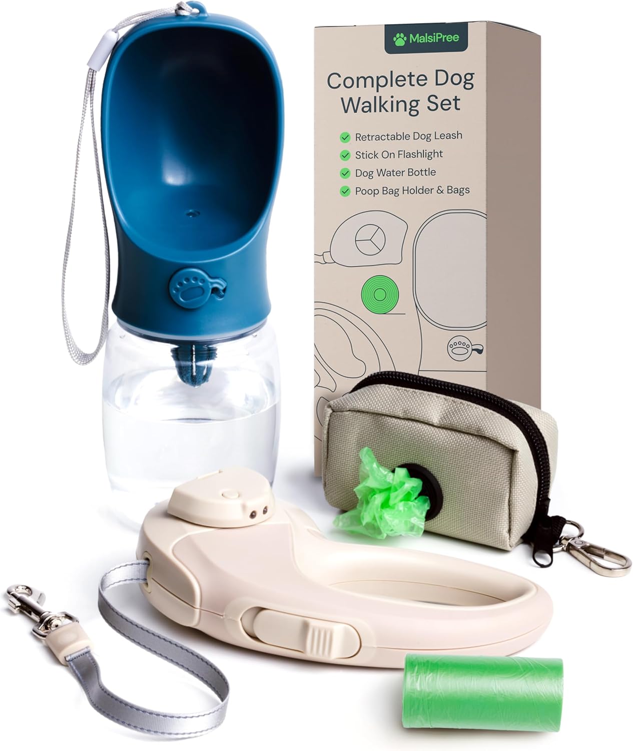 Dog Water Bottle Dispenser - 12 Oz Blue - Leak-Proof Lock & One-Hand Operation - Dog Water Bowl Dispenser - Pet Travel Bottle with Built-In Bowl
