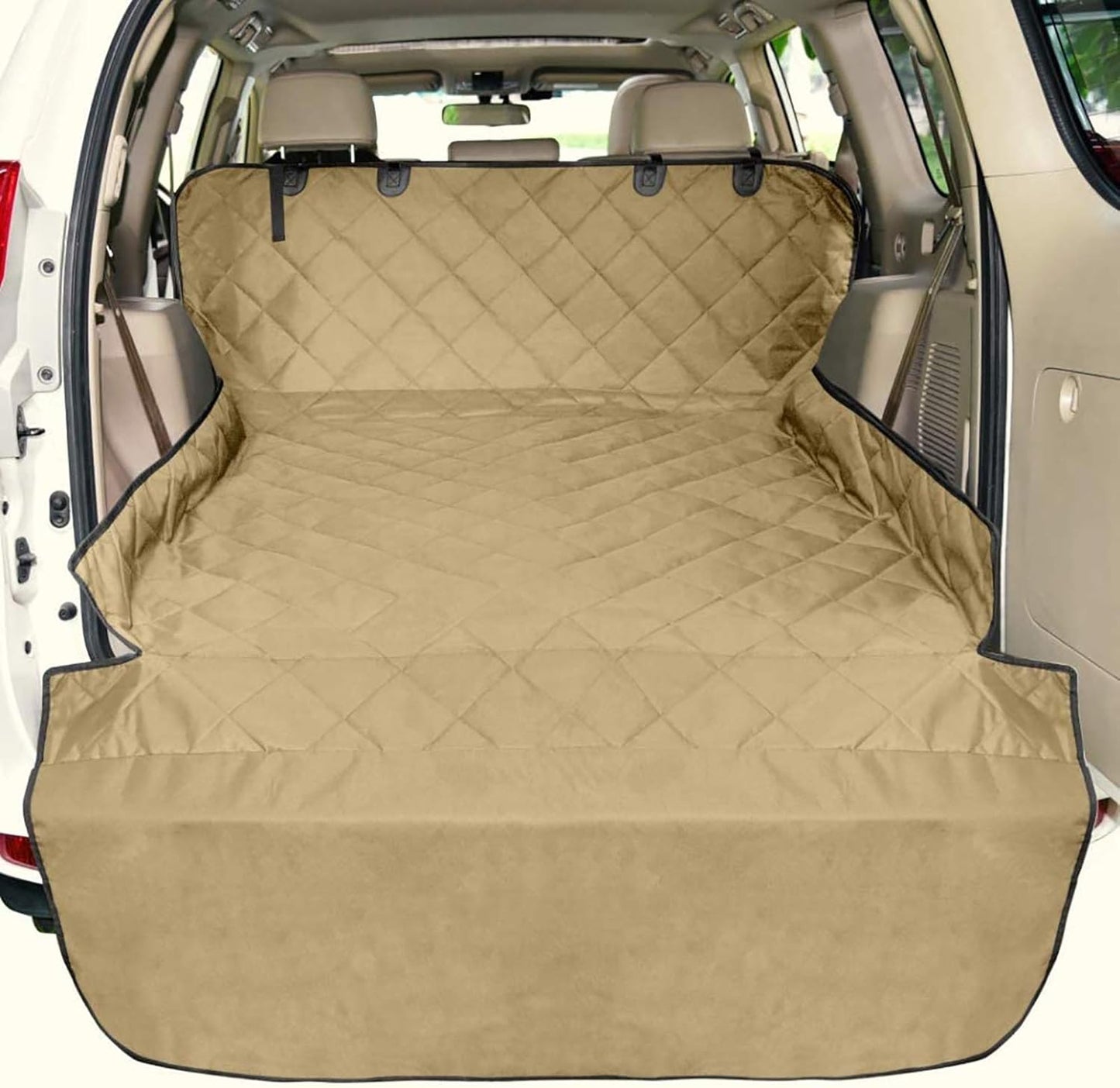 SUV Cargo Liner for Dogs, Water Resistant Pet Cover Dog Seat Mat Suvs Sedans Vans with Bumper Flap Protector, Non-Slip, Large Size Universal Fit, Black