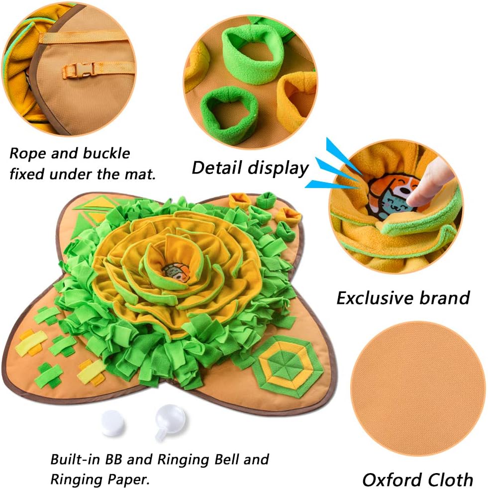 Snuffle Mat Pet Dog Feeding Mat, 28''X28'' Interactive Dog Puzzle Toys Encourages Natural Foraging Skills