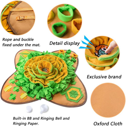 Snuffle Mat Pet Dog Feeding Mat, 28''X28'' Interactive Dog Puzzle Toys Encourages Natural Foraging Skills