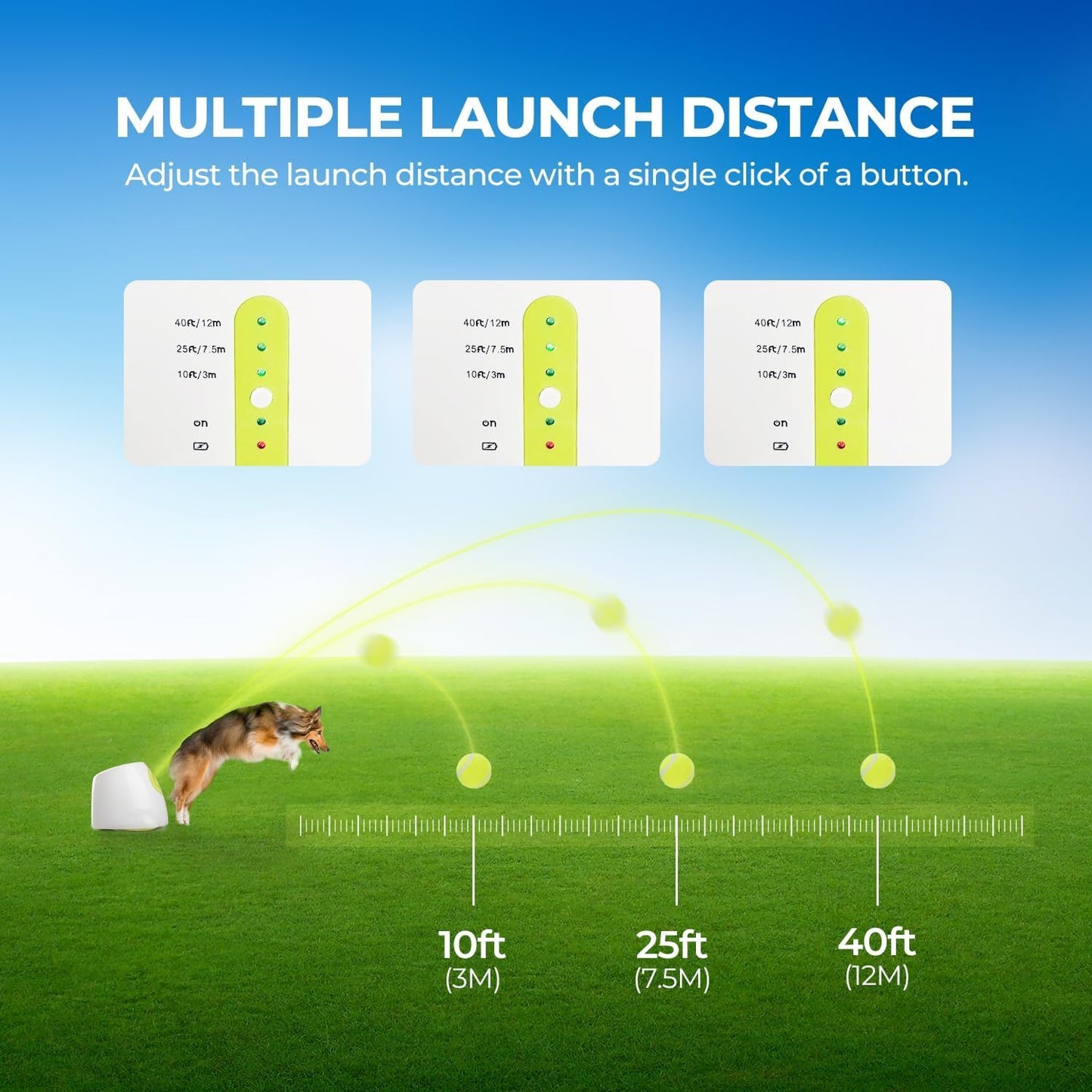 Automatic Dog Ball Launcher for Medium to Large Dogs, Interactive Tennis Ball Thrower, Rechargeable Dog Toy Mental Stimulation Training Game for Energetic Dogs