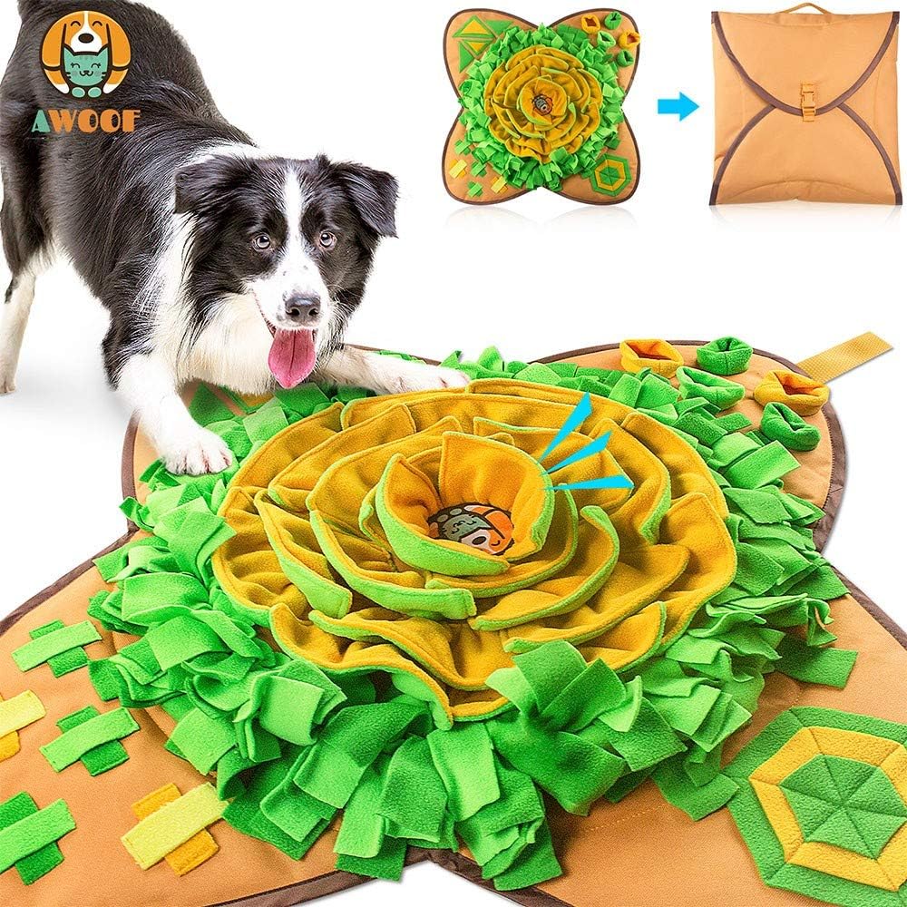 Snuffle Mat Pet Dog Feeding Mat, 28''X28'' Interactive Dog Puzzle Toys Encourages Natural Foraging Skills
