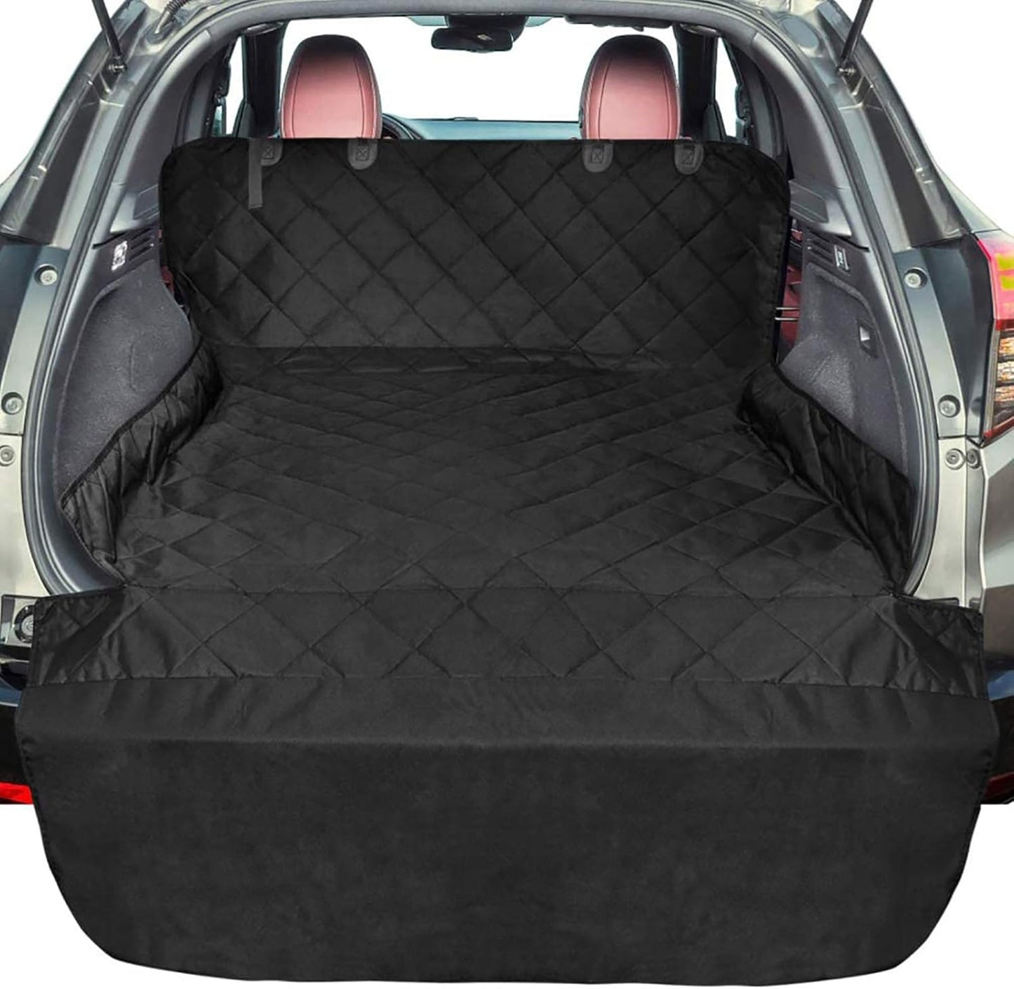 SUV Cargo Liner for Dogs, Water Resistant Pet Cover Dog Seat Mat Suvs Sedans Vans with Bumper Flap Protector, Non-Slip, Large Size Universal Fit, Black