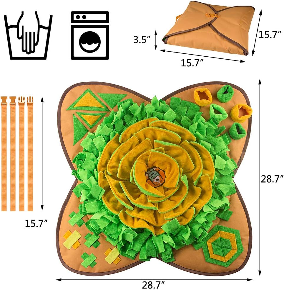 Snuffle Mat Pet Dog Feeding Mat, 28''X28'' Interactive Dog Puzzle Toys Encourages Natural Foraging Skills