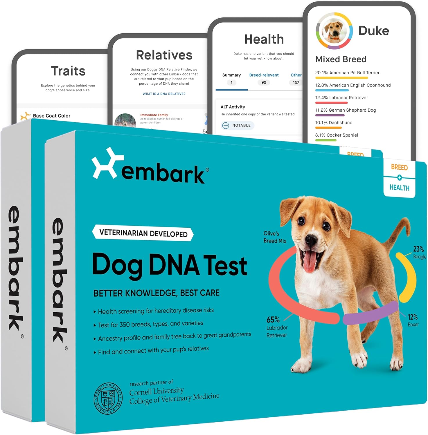 Breed & Health Kit - Dog DNA Testing Kit - Discover Breed, Ancestry, Relative Finder, Genetic Health, Traits, Allergy Risk Scores