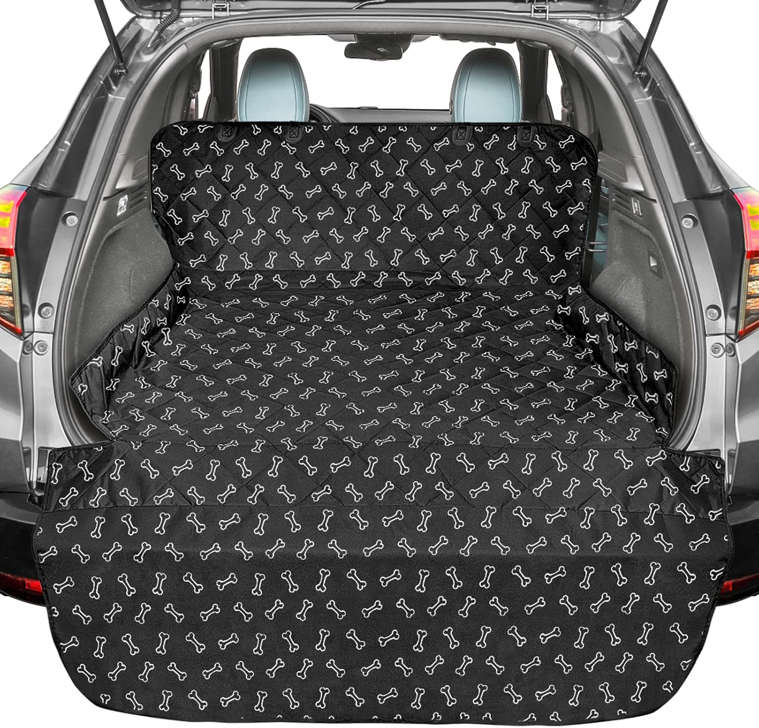 SUV Cargo Liner for Dogs, Water Resistant Pet Cover Dog Seat Mat Suvs Sedans Vans with Bumper Flap Protector, Non-Slip, Large Size Universal Fit, Black