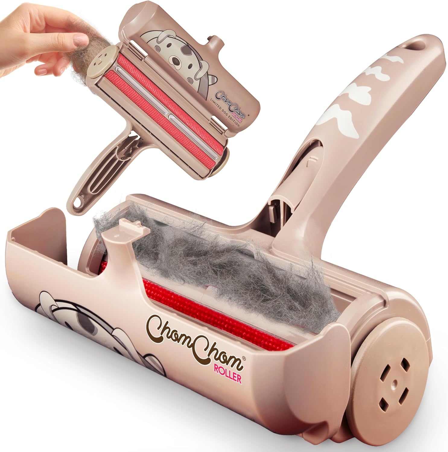 Pet Hair Remover and Reusable Lint Roller - Cat and Dog Hair Remover for Furniture, Couch, Carpet, Clothing and Bedding - Portable, Multi-Surface Fur Removal Tool (White)