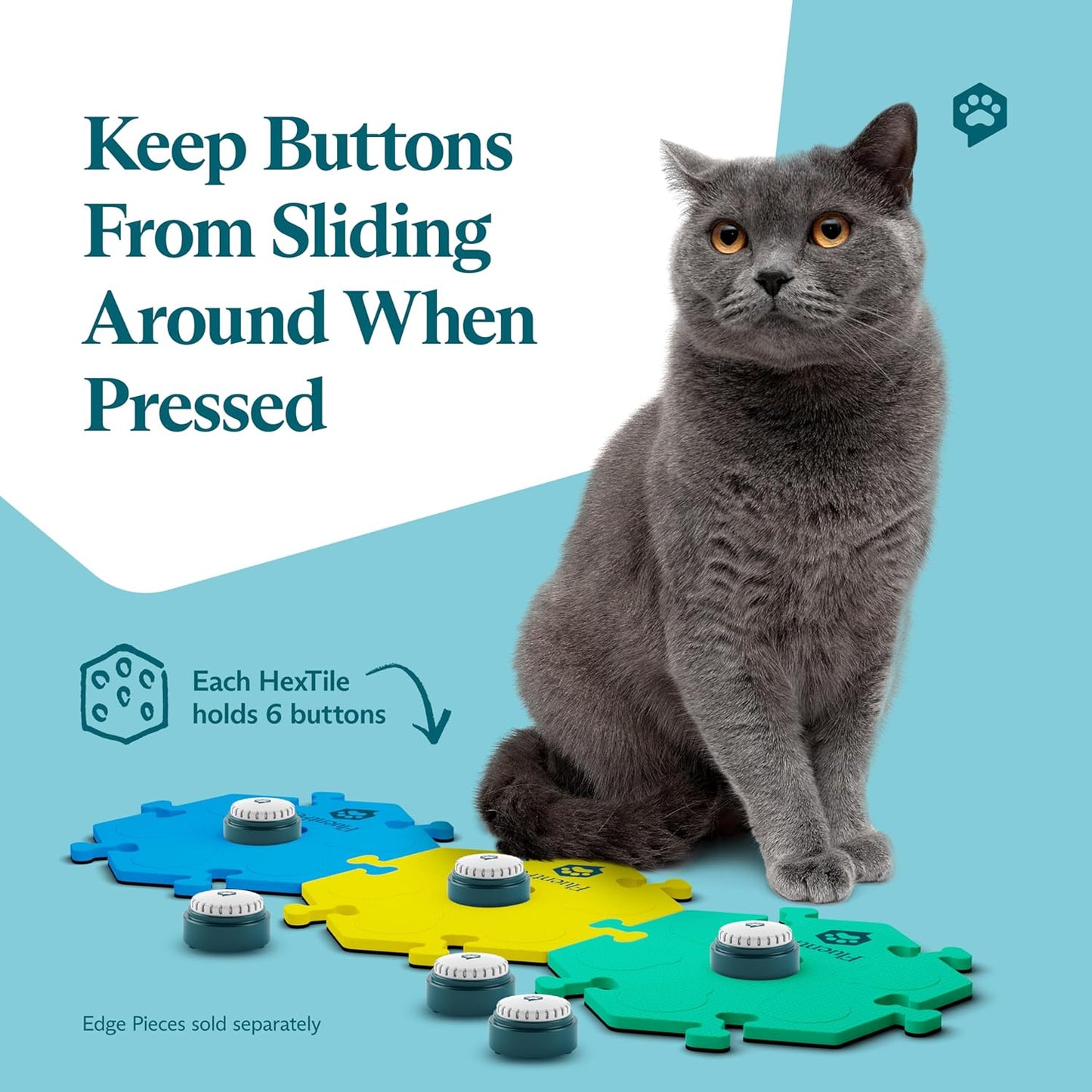 Speak Up! Get Started Kit with Clearer Upward-Facing Sound | 6 Recordable Buttons W/Pre-Installed Batteries & 3 Hextile Button Mats | Training Dog & Cat Communication Buttons