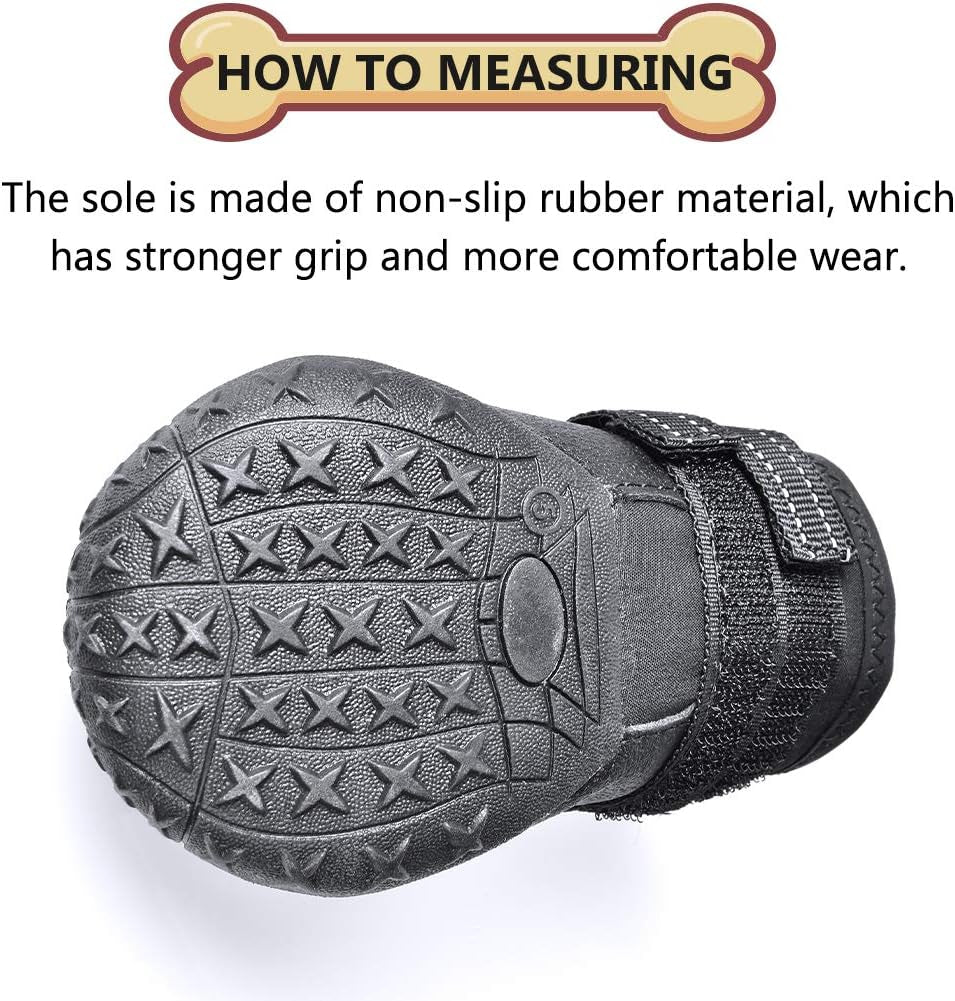 Dog Boots,Waterproof Dog Shoes,Dog Booties with Reflective Rugged Anti-Slip Sole and Skid-Proof,Outdoor Dog Shoes for Medium Dogs 4Pcs-Size 1