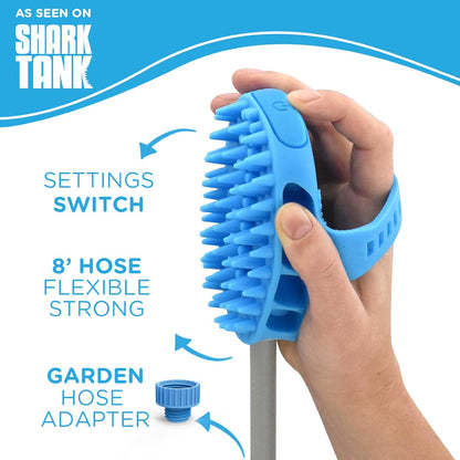 Dog Bath Brush Pro & Dog Shower Attachment - Large Silicone Rubber - Sprayer & Scrubber in One with 8Ft Hose Attachment & Shower Wand for Bathing - Pet Bath Supplies